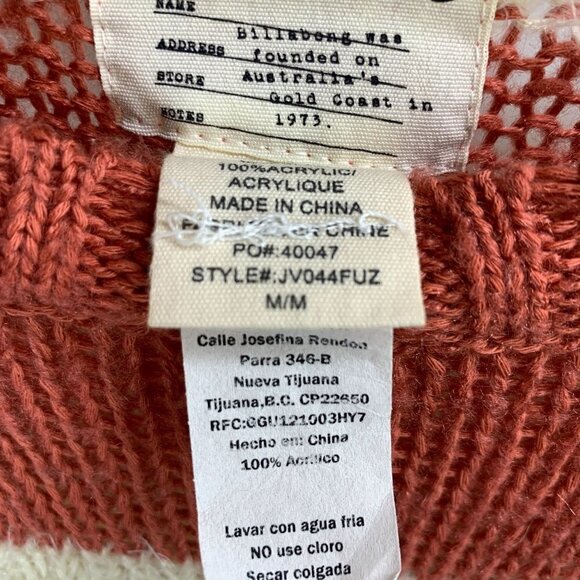 Billabong Striped Chenille Cozy Knit Crew Neck Sweater - Dusky Pink/Cream, Size - Picture 6 of 7